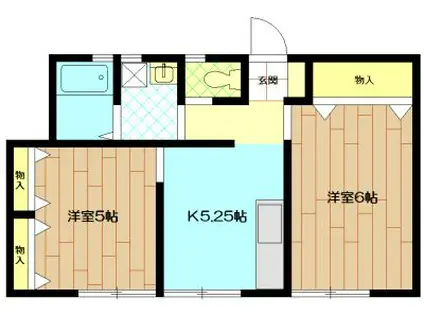 Kコーポ1(2K/1階)の間取り写真