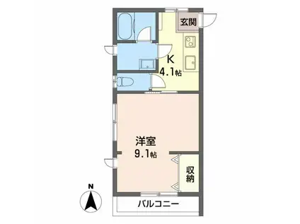 フラワーハイツ(1K/1階)の間取り写真