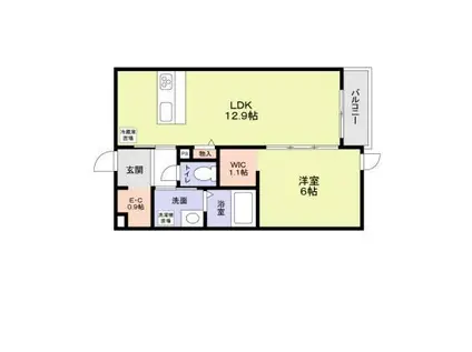 ヒンメルブラウ 野方(1LDK/1階)の間取り写真