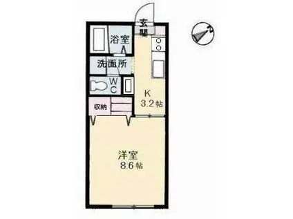 グリーンハイツ味野(1K/1階)の間取り写真