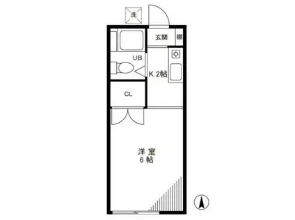 レジデンスK(1K/1階)の間取り写真