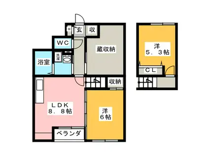 LUNA(2SDK/1階)の間取り写真