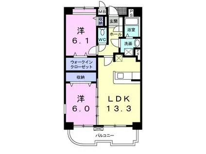 ラフィナート(2LDK/6階)の間取り写真