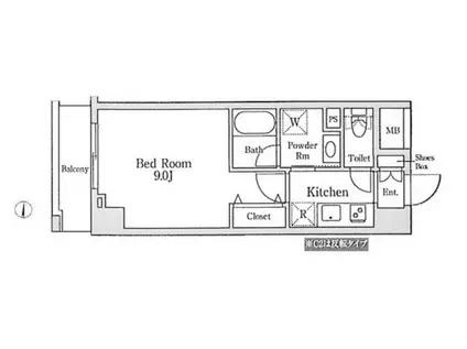 セヴェランス錦糸町(1K/2階)の間取り写真