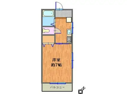 ロータスハウス(1K/2階)の間取り写真