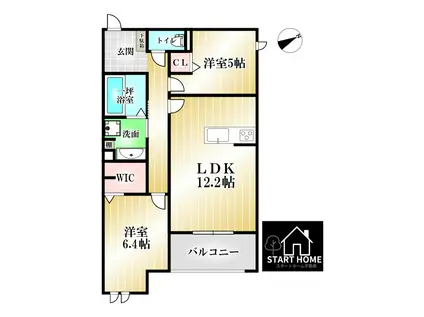 ドゥ・アムール(2LDK/3階)の間取り写真