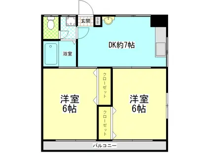 リライアンス(2DK/1階)の間取り写真