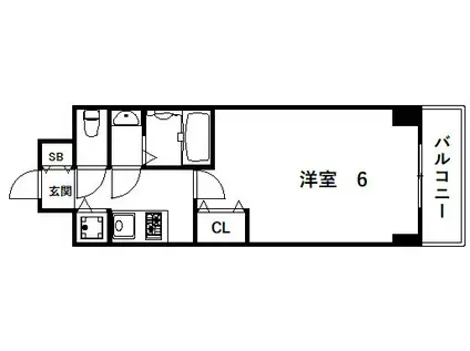 エスリードレジデンスグラン神戸三宮シティ(1K/4階)の間取り写真