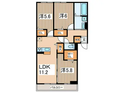 ベリタス相模原(3LDK/3階)の間取り写真