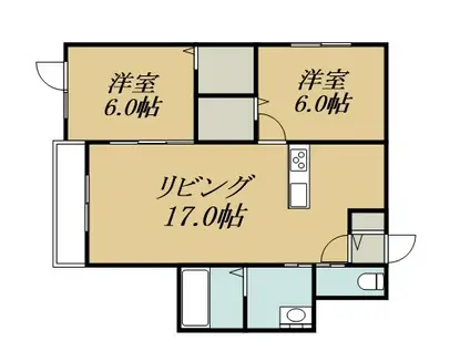 ケントパレスI(2LDK/2階)の間取り写真