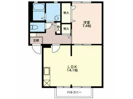 アクアリッチ A(1LDK/1階)の間取り写真
