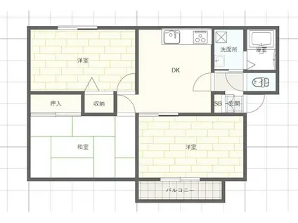 ノーブル北原(3DK/2階)の間取り写真