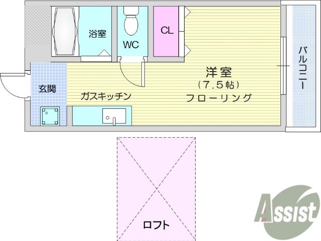 山幸ハイツ(1K/2階)の間取り写真