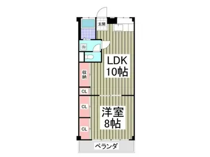 パークワイズ草加(1LDK/2階)の間取り写真