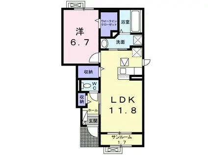 ローザ アランチオーネ(1LDK/1階)の間取り写真