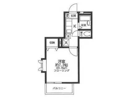 オークフォレスト(1K/1階)の間取り写真