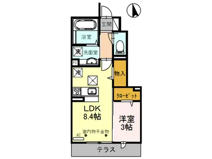 カスミソウ(1LDK/1階)の間取り写真