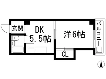 シャンクレール石橋(1DK/4階)の間取り写真