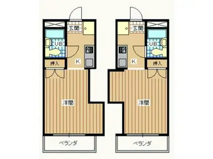 ヘリテイジ(1K/1階)の間取り写真