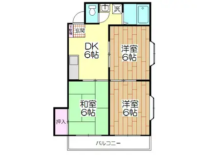 梅島第3ビル(3DK/3階)の間取り写真
