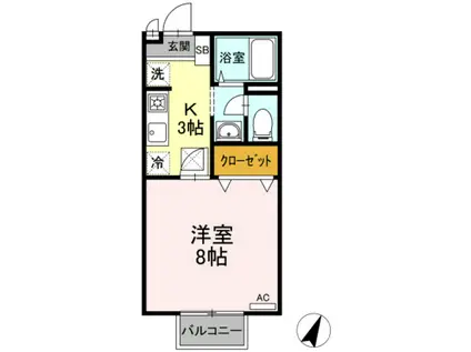 イーストハイム津島(1K/1階)の間取り写真