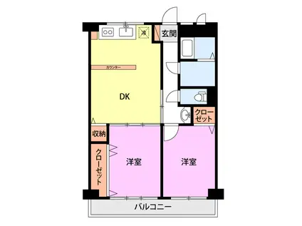 ハイツ船木(2DK/1階)の間取り写真