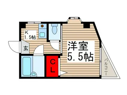 グランドネス向陽(1K/2階)の間取り写真