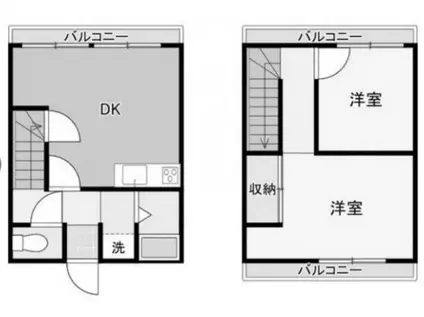 アーバンステージ上原(2DK/1階)の間取り写真