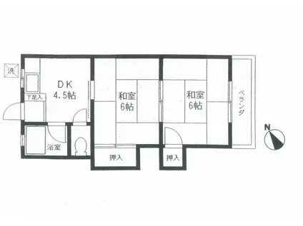 第一サンハイツ(2DK/2階)の間取り写真
