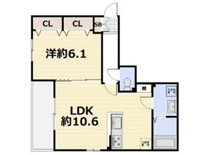 FORCE京都駅西(1LDK/1階)の間取り写真