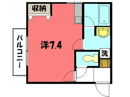 CASA DEL CIELO(ワンルーム/2階)の間取り写真