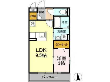 オレンジコート(1LDK/2階)の間取り写真