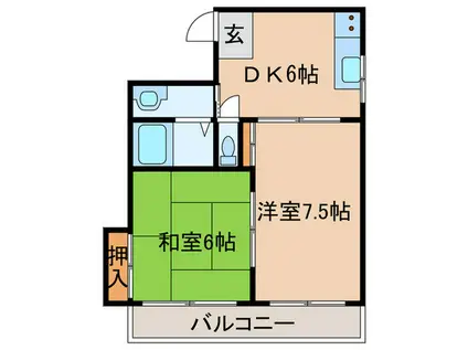 ロイヤルグレイブ平野(2DK/5階)の間取り写真