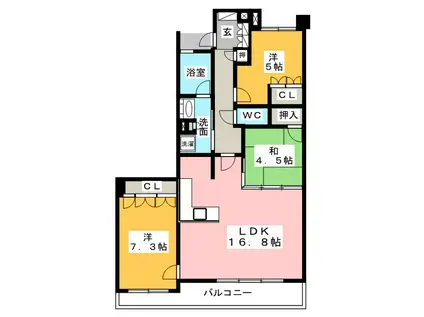 グランステーシア津新町(3LDK/3階)の間取り写真