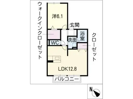 アリエス翔(1LDK/1階)の間取り写真