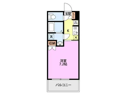 カサブランカ白新(1K/3階)の間取り写真