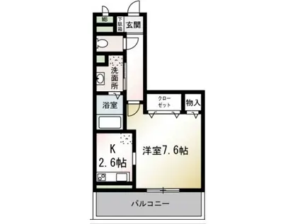 ベルソー(1K/3階)の間取り写真