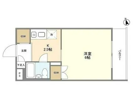 ハイツ大井町(1K/2階)の間取り写真