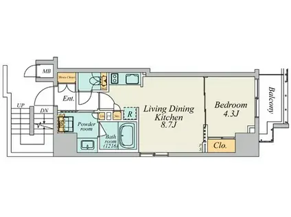 クレストコート大塚II(1LDK/2階)の間取り写真