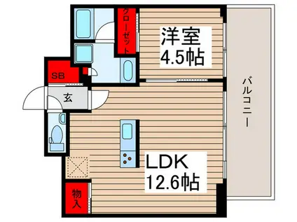 ザ・パークハビオ北千住(1LDK/12階)の間取り写真