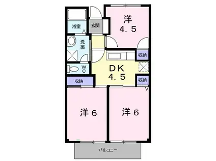 ウエスト・ビレッジII番館(3DK/2階)の間取り写真