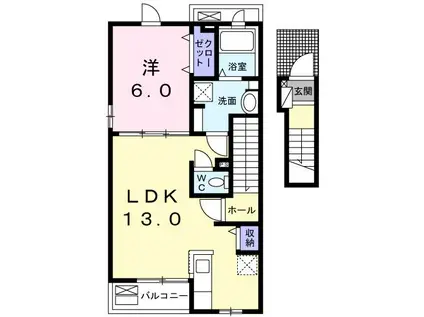 CASA 滝山(1LDK/2階)の間取り写真