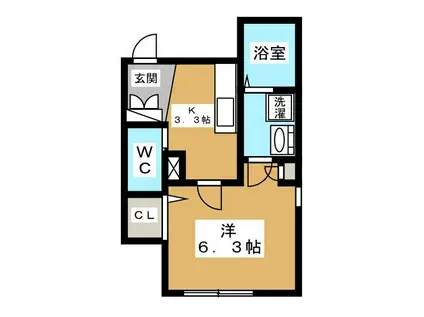 OCEAN NAKAMEGURO(1K/1階)の間取り写真