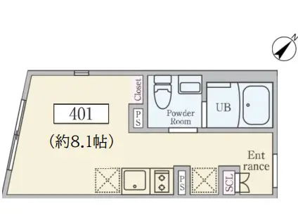 REVERESIDENCE武蔵小山(ワンルーム/4階)の間取り写真