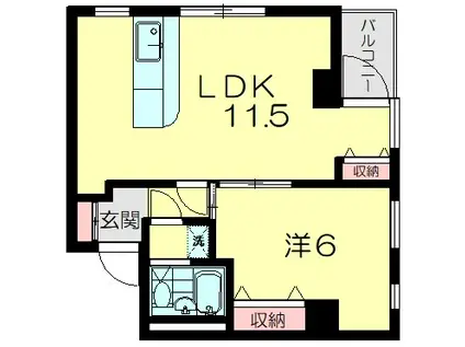 ジュネス荻窪(1LDK/2階)の間取り写真