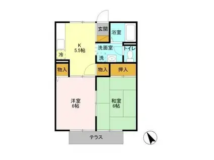 セジュールスギヌマ(2K/2階)の間取り写真