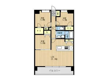 LIBTH原水(3LDK/4階)の間取り写真