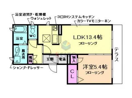 アリビオ豊中本町(1LDK/1階)の間取り写真