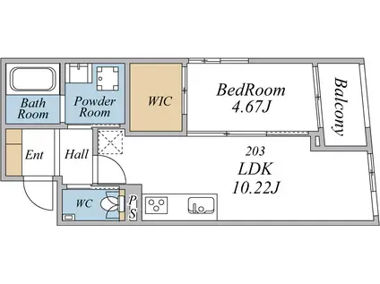 エクセルシオール荏原町(1LDK/2階)の間取り写真