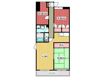 サイレンス扶桑(2SLDK/6階)の間取り写真